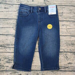 Girls Soft Jeggings Capris - Cat & Jack Dark Wash Adjustable Waist , Size S 6-6X